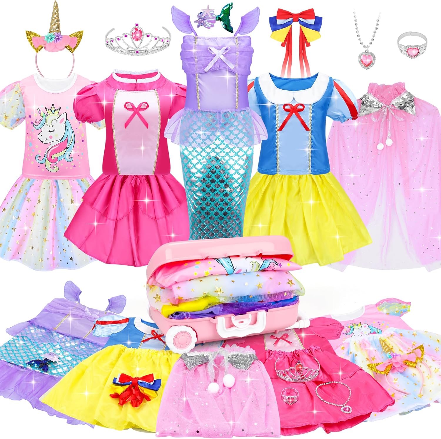 Princess Mermaid Play Costumes 16-Piece Set for Kids