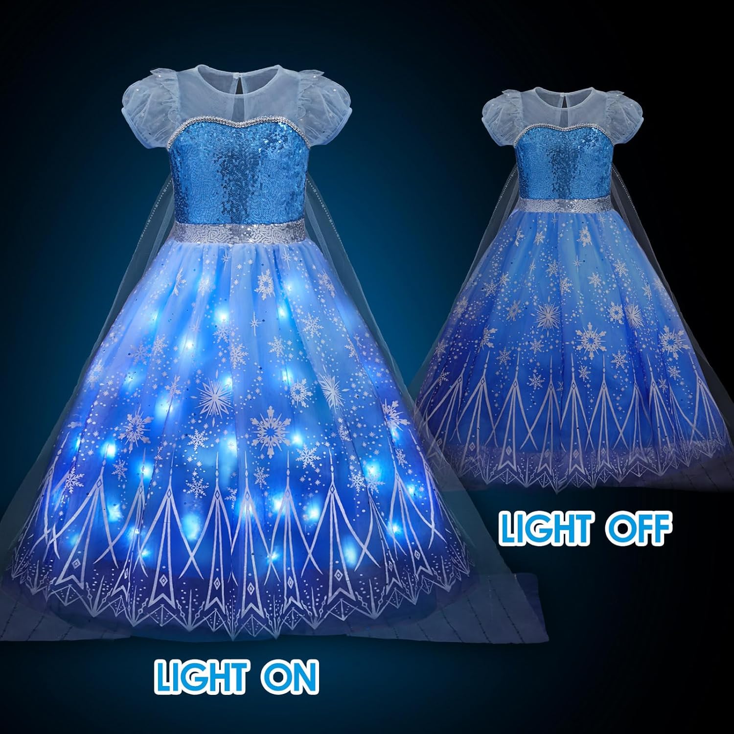 Davvew Princess Lights Up Dress Halloween Christmas Toddler Dress Up