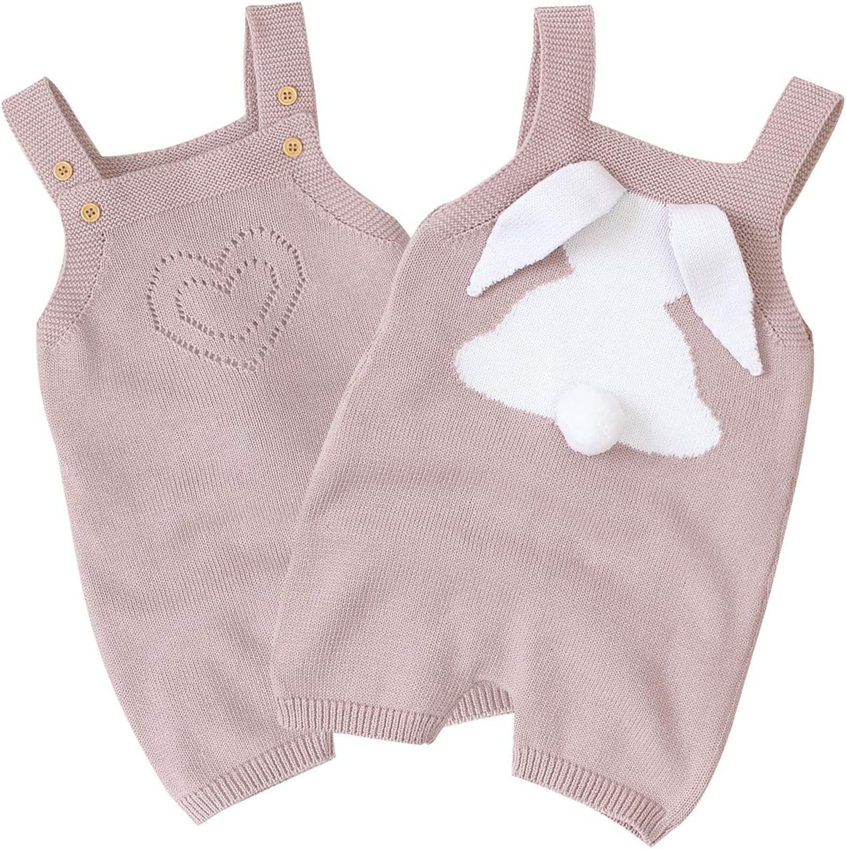 Cute Easter Costume for Toddler Girls Pink Knitted Blouse Jumpsuit