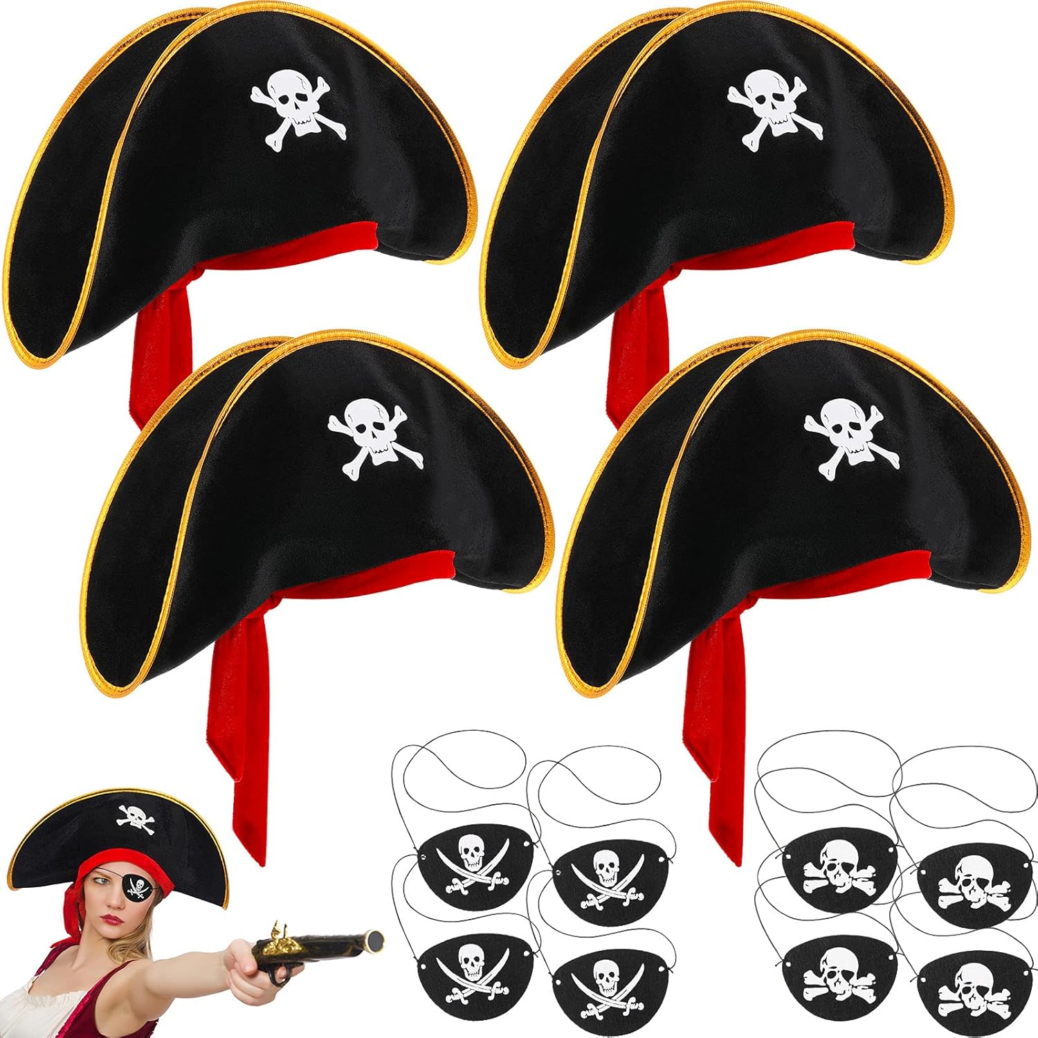 Skylety Pirate Headwear Set for Kids and Adults
