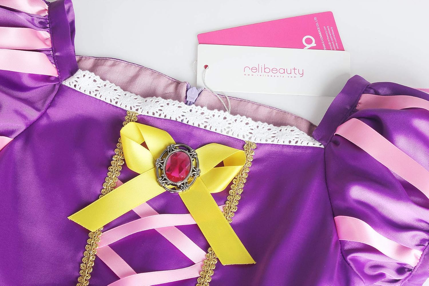 ReliBeauty Girls Dress Puff Sleeve Princess Costume 6-7 Purple with Accessories