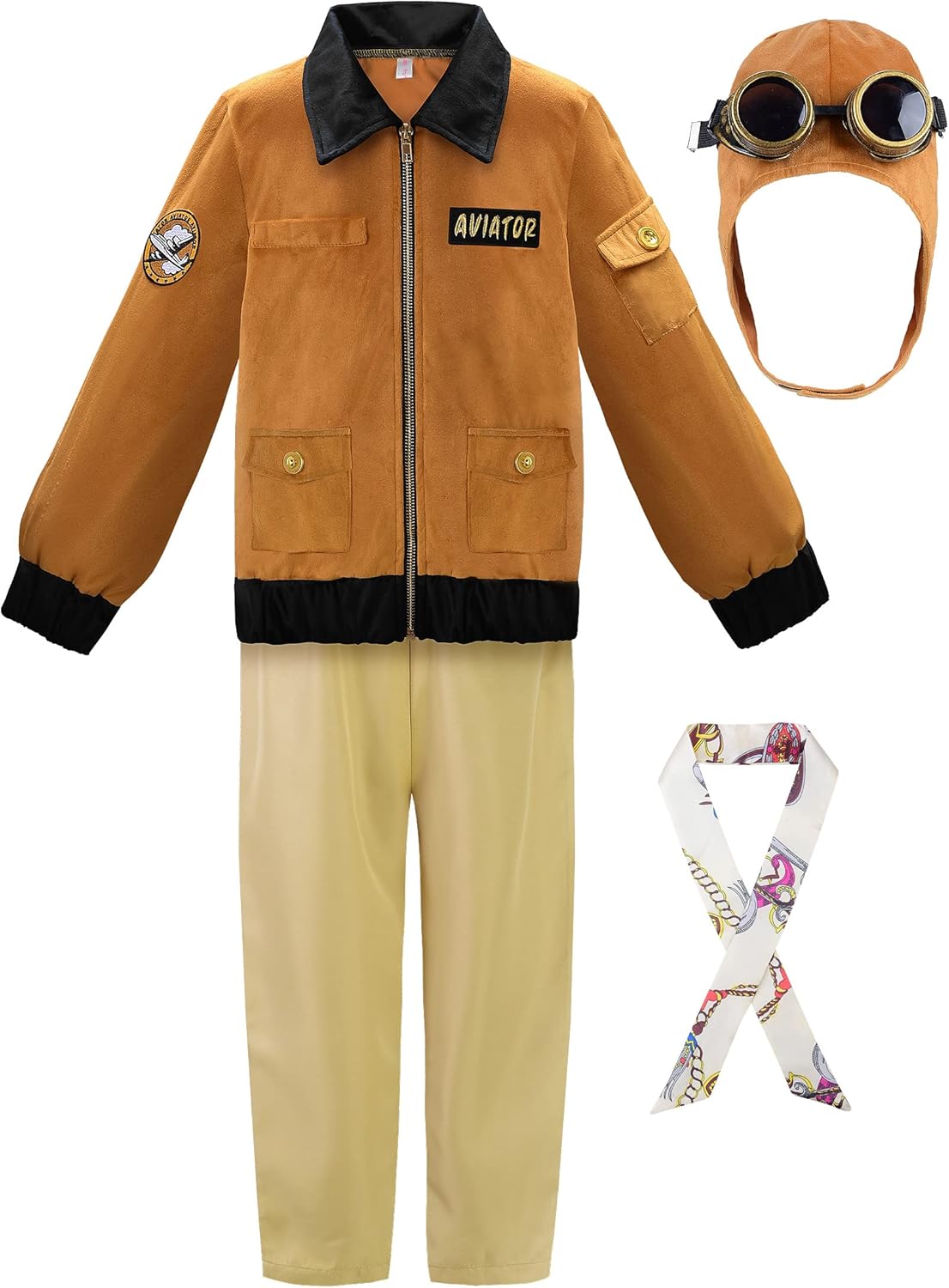 ReliBeauty Aviator Costume Kids Girls Historical Costume - Yellow