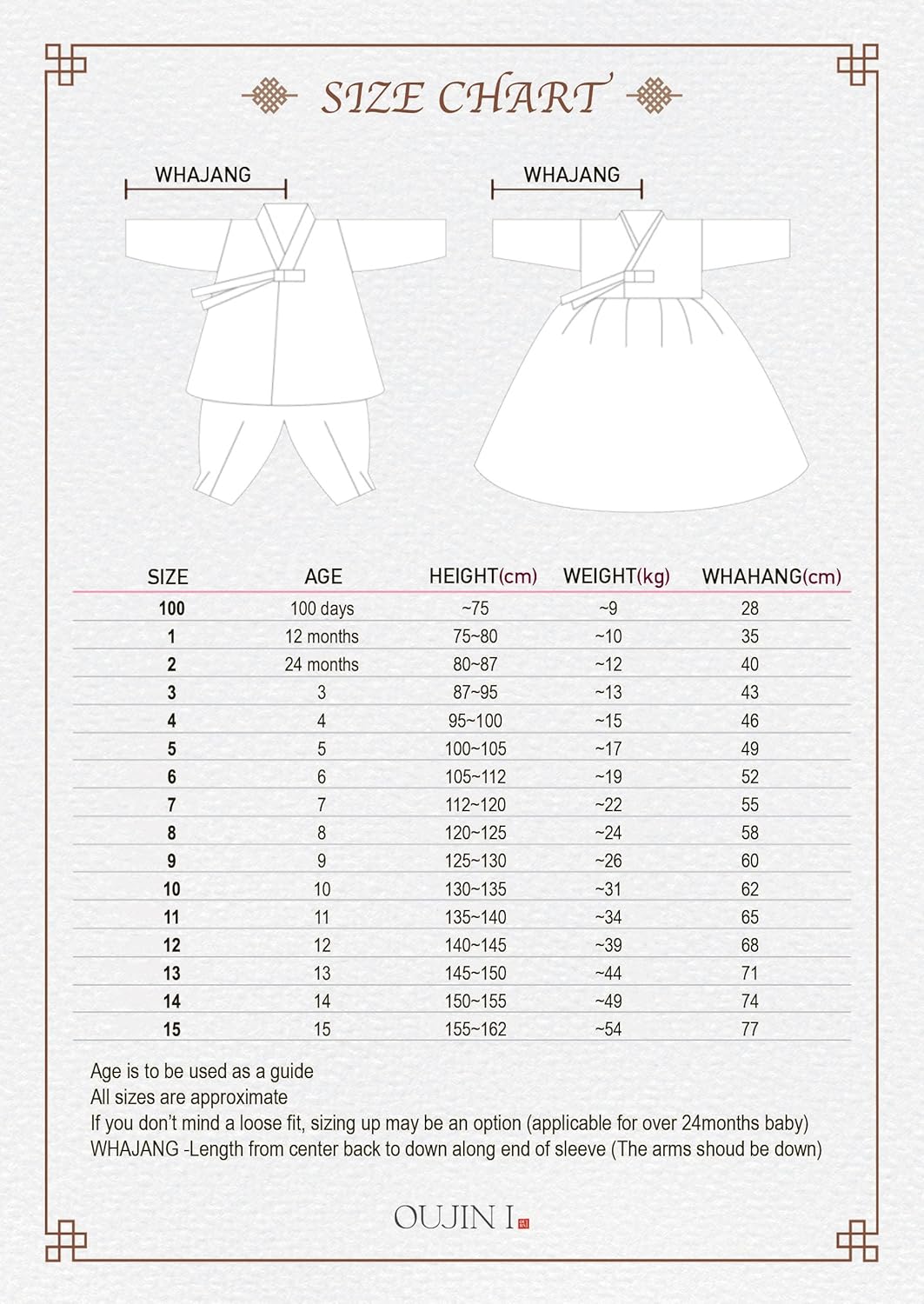 OUJIN I Korean Boy Hanbok 100 Days to 15 Years Traditional Dress