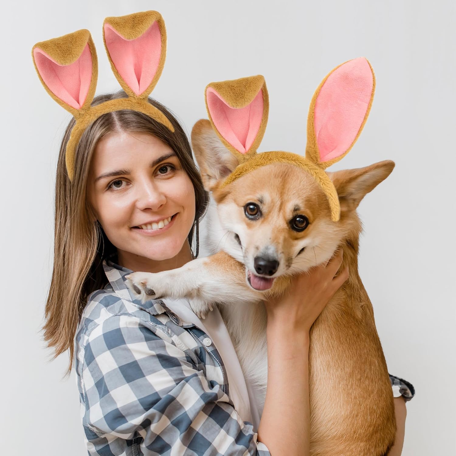 Easter Bunny Ears and Tail Set Brown Texture