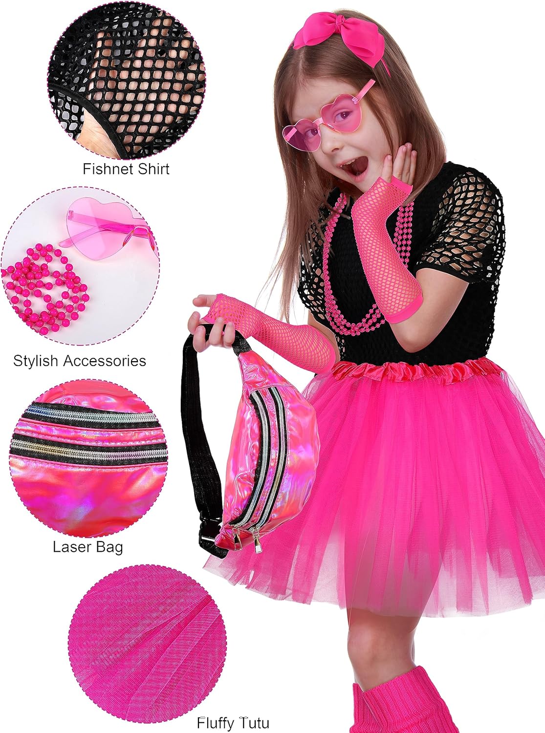 AOTHSO 14-Piece 80s Girls Halloween Costumes Set for Cosplay