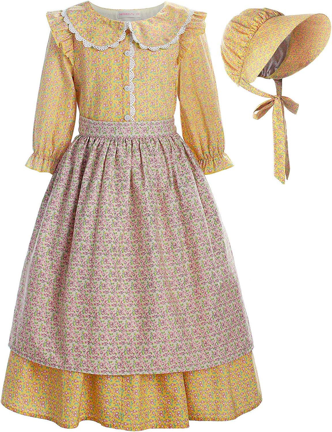 ReliBeauty Kids Colonial Prairie Dress Costume Yellow