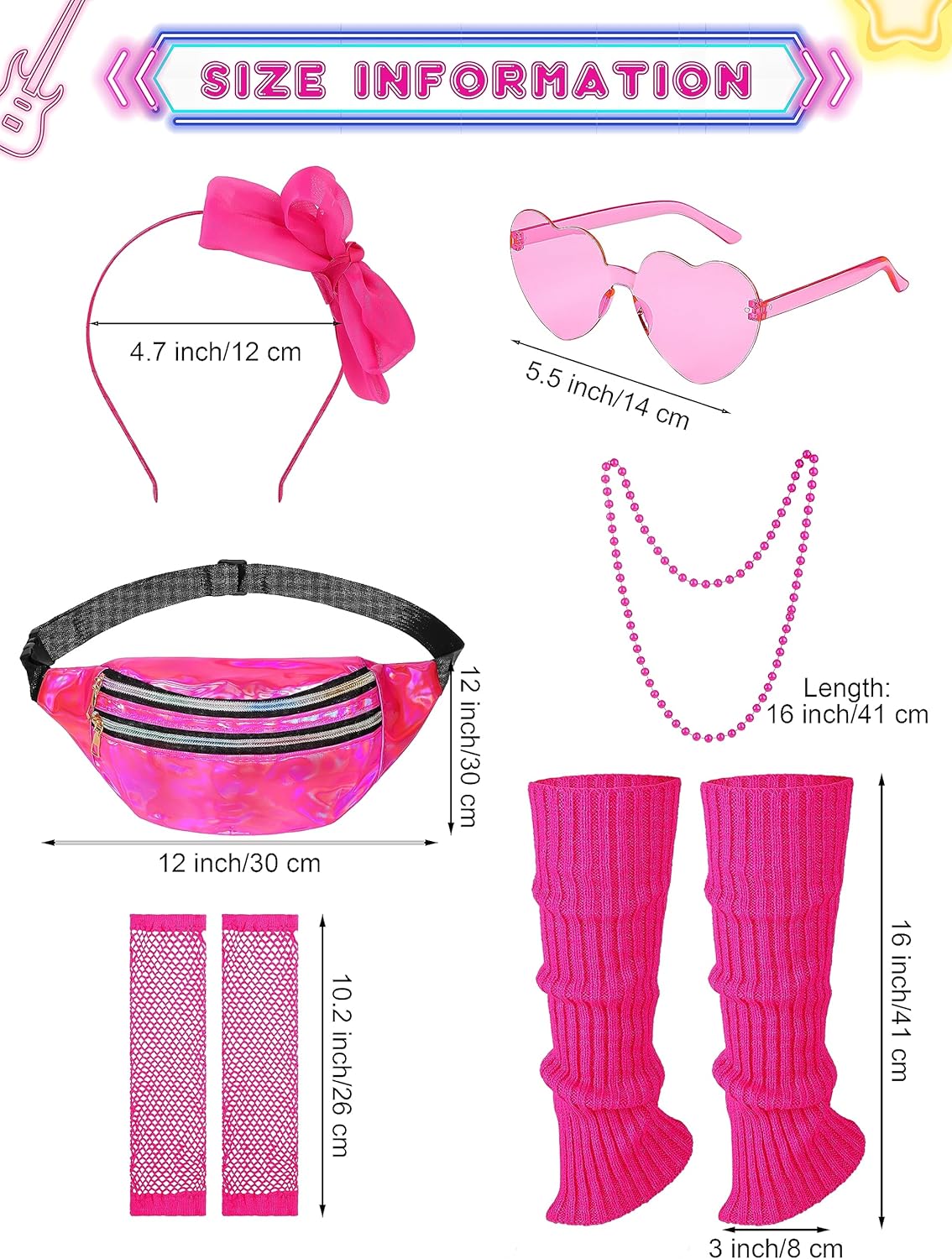 AOTHSO 14-Piece 80s Girls Halloween Costumes Set for Cosplay